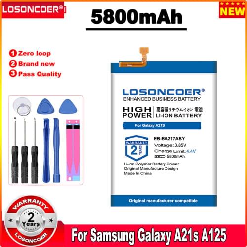LOSONCOER 0 Cycle 100% New 5500mAh Phone Battery EB-BA217ABY for Samsung Galaxy A21s Replacement Battery