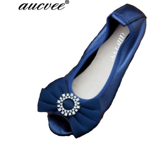 AUCVEE Brand New Fashion Shoes Woman Flat Open Toe Women Flats Cute Bow Soft Soles Casual Shoe for girls 34-43 YZ053