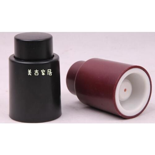 Free shipping 2pcs/lot Plastic vacuum wine stopper bottle stopper wine preservation device red wine vacuum plug black claret-red