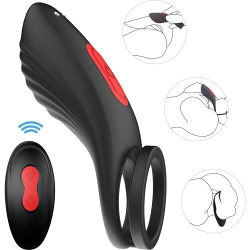 Wireless Remote Control Male Cock Vibrator Ring For Men Silicone Vibrator Penis Chastity Rings Adult Sex Toys For Couple Gay