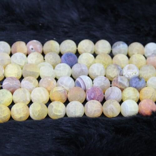 Dream Yellow Fire Dragon Veins Necklace DIY Beads Nature Frost Gems Stone Beads 8mm Charms Beads Best Choice Gifts