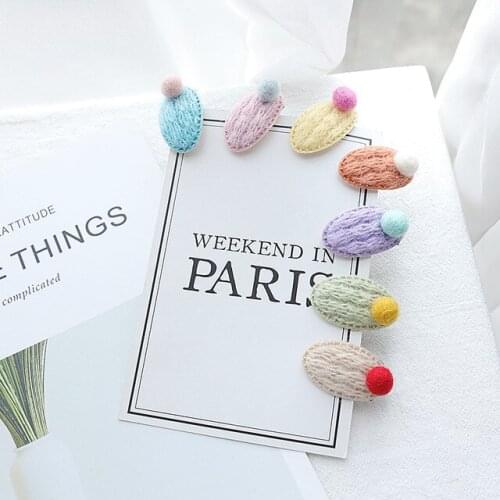 Boutique 20pcs Fashion Felt Pom Pom Olive Snap Clips Cartoon Hairpins Barrettes Princess Headwear Hair Accessories for Girls