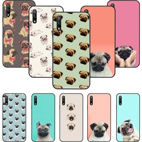 Phone Case For Huawei Honor 9X 10 9 20 8X 8A 8S 7X 7A i A Pro Play Lite Black Cover Etui 3D Cute Pink Pug Dog French Bulldog