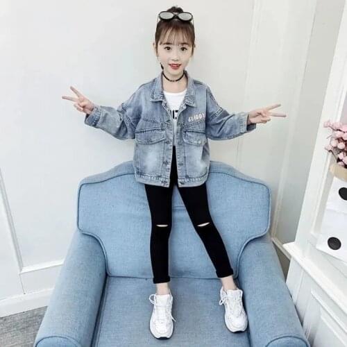 Fashion 2021 Spring Autumn Baby Girl Jackets Coats Quality Casual Sport Kid Denim Jean Jacket For 3 4 5 6 7 8 9 10 11 12 Year