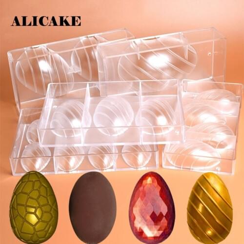 Happy Easter Egg Chocolate Mold Polycarbonate Chocolate Mould Plastic Cracked Smooth Egg Festival Decation Baking Bakery Tools