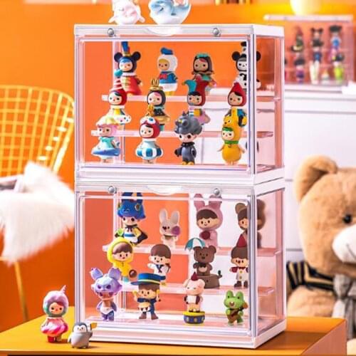 Blind Box Storage Display Stand Acrylic Hand-made Box Doll Bubble Matt Toy Brick Organizer Doll Transparent Dustproof Door Type
