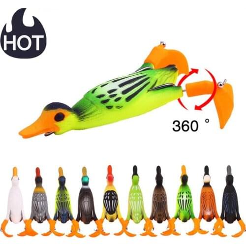 HOT Frog Fishing Lure Propeller flipper duck Ducking Fishing Artificial Bait Ducking 3D Eyes Day Baits Bass Fishing Tackle