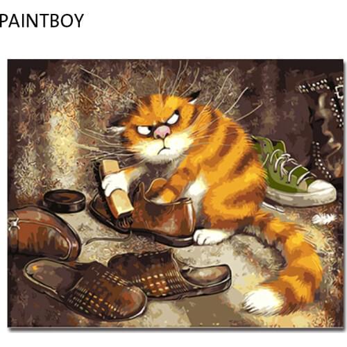 PAINTBOY Framed Pictures Painting By Numbers of Animal Handwork Canvas Oil Painting Home Decor For Living Room GX3221