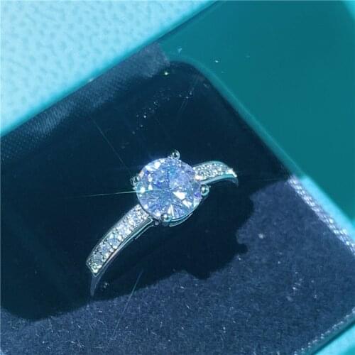 Solitaire 1ct Lab Diamond Promise Ring 925 sterling Silver Engagement Wedding Band Rings For Women Bridal Party Jewelry Gift