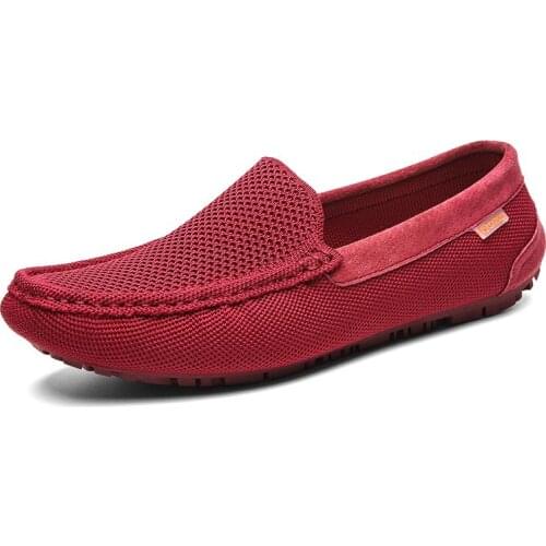 Flying Woven Men Shoes Moccasin Shoes Mesh Breathable Casual Shoes Hand Stitched Flat Shoes Walking Shoes Travel Shoes