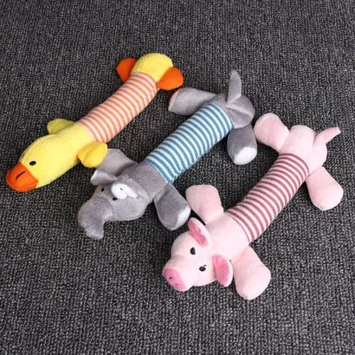 Cute Plush Animal Shape Squeak Sound Pet Cat Dog Toys Funny Durable Chew Molar Toys Fit For All Pets Elephant Duck Pig Plush Toy