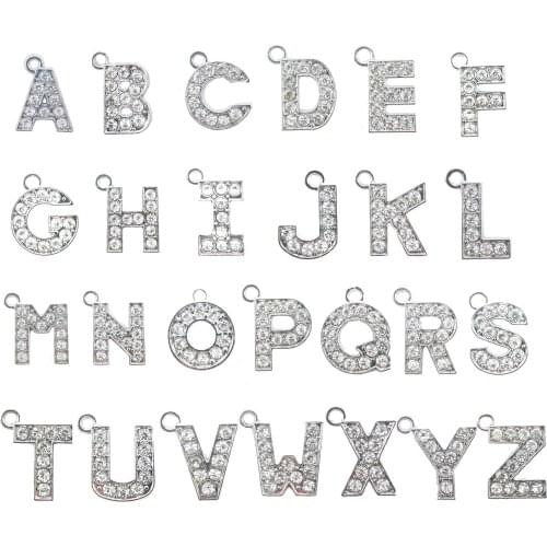 Fashion Letter Alloy Rhinestone Inlay Pendants Alphabet Silver Tone Sweater Cool Choker Necklace Classic Jewelry Girlfriend Gift