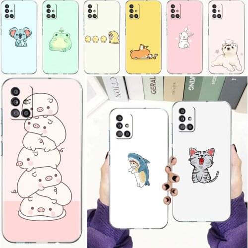 Soft Phone Case For Samsung Galaxy A51 A21s A71 A12 A31 A52 A41 A32 A02s A11 A72 A42 Clear Back Cover Funda Cartoon Animal Shell
