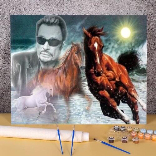 Johnny Hallyday Coloring By Numbers Painting Kit Acrylic Paints 40*50 Boards By Numbers New Design For Children Handiwork