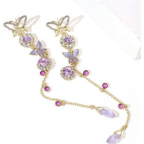 Koreas New Super Fairy Butterfly Flower Women Earrings Net Red Sweet Trend Long Tassel temperament Pendant Earrings For Women