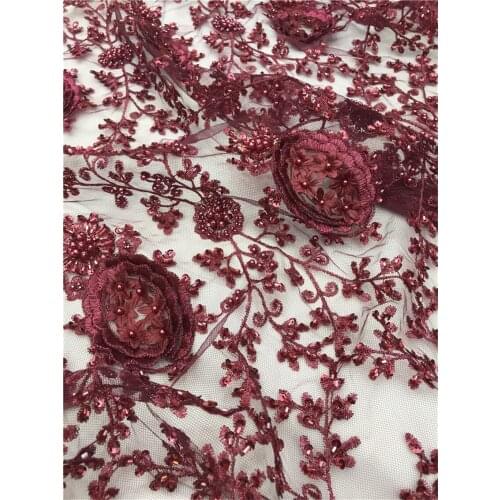 Top Quality Embroidery French Lace Fabric with beads L-2186834 African Tulle Lace Fabric For Wedding Bridal Lace Dantel