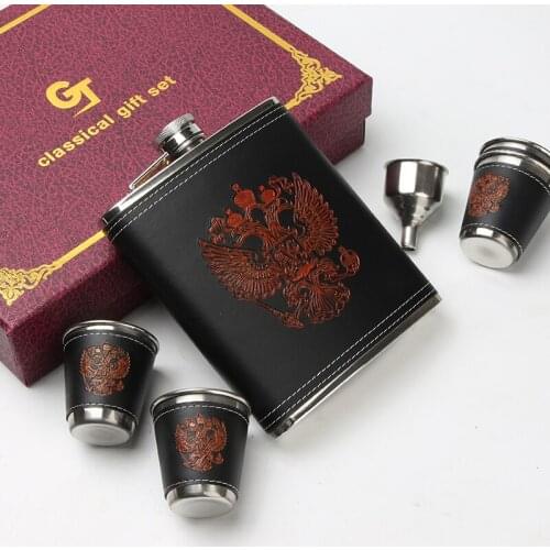 Personalized Black Hip Flask Portable Retro Outdoor Sealed Jar Stainless Steel Whisky Hip Flask Botella Kitchen Supplies ED50JH