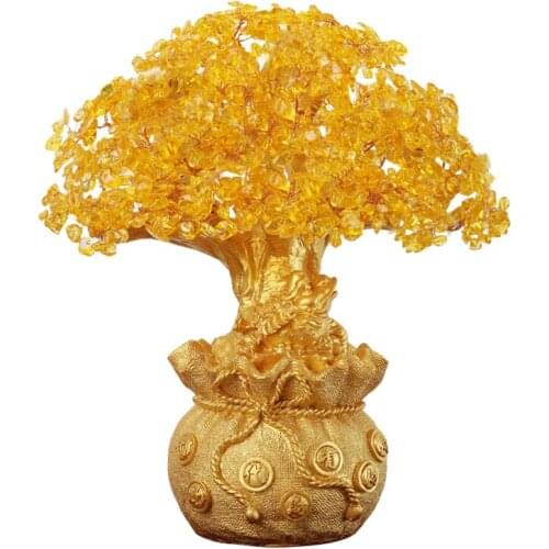 Resin Citrine Feng Shui Money Tree Lucky Tree Home Decoration Ornaments