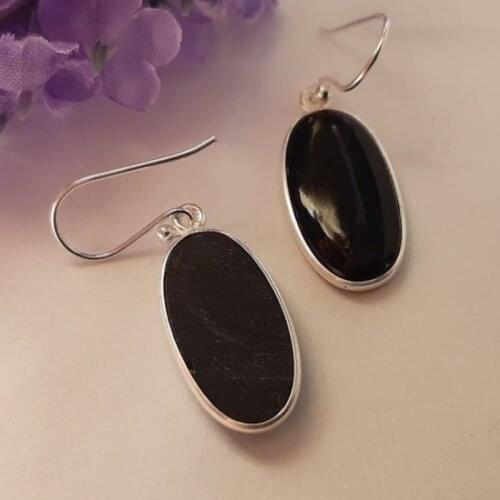 Simple 925 Silver Black Onyx Earrings Engagement Earrings Wedding Earrings