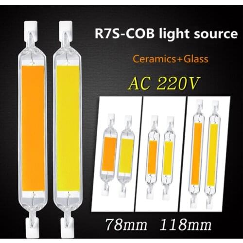 R7S LED 78mm 6W 12W R7S Spotlight 118mm 18W 24W 220V Dimmable COB Lamp Bulb Glass Tube Replace 30W 50W 100W Halogen Lamp Light