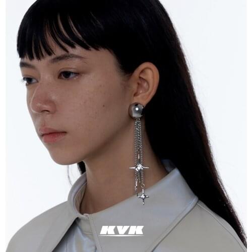 KVK Earrings 2021 New Tide Long Tassel Earrings No Earholes Female Fashion French Style Earrings Jewelry