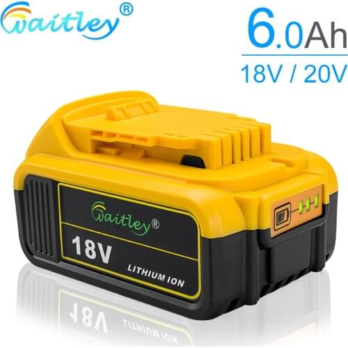 Waitley 2pack 18V 6.0Ah DCB200 Replacement Li-ion Battery for DeWalt MAX XR power tool 18 v 6000mAh lithium Batteries DCB200 184