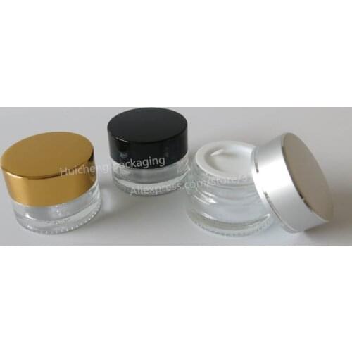 500 x 5g high quality glass cream jar with aluminum lids small glass cosmetic packaging Mini glass jar Make Up Pot