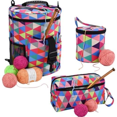 Rainbow Color Yarn Storage Knitting Yarn Bag Tote Bag Big Capacity Organizer Bag For Weave Tools Crochet Accessories Storage Bag