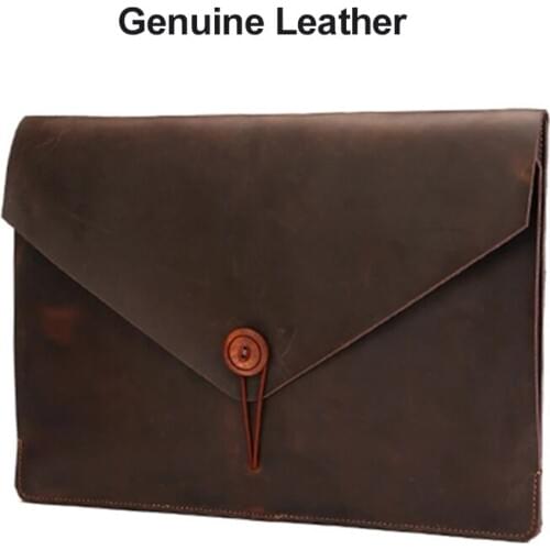 Genuine Leather Laptop Sleeve Bag for MacBook Air Pro Ratina 11.6/13.3/15.4 Bag for Dell HP 11/12/13/15 inch Notebook Case Cover