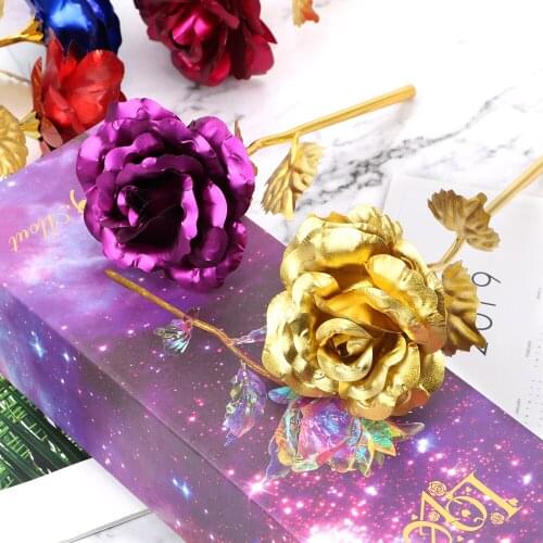 Wedding Decoration Rose Lasts Forever Love 24K Foil Plated Rose Gold Rose Valentines Day Creative Gift Multi Colors