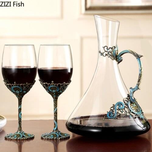 European Style Light Luxury Crystal Glass Red Wine Goblet Wine Rack Home Decoration Wine Glasses Suit