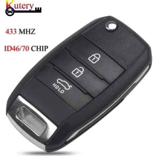 Kutery Remote Smart Car Key For Kia K4 Sorento Sportage 3 Buttons 433MHZ ID46/70 Chip With Uncut Blank HYN14/TOY43 Blade