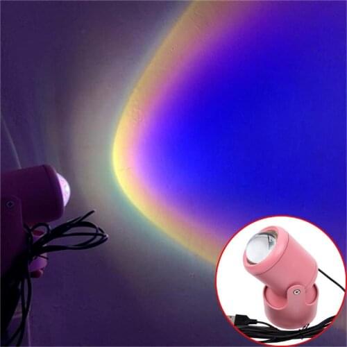 USB Rainbow Sunset Projection Lamp LED Atmosphere Night Light Home Coffee Bar Indoor Projector Lamps Outdoor Decorative Lights