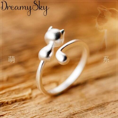 DreamySky Bijoux Boho Silver Color Cat Rings for Women Lady Rings Fashion Party Statement Jewelry Wholesale