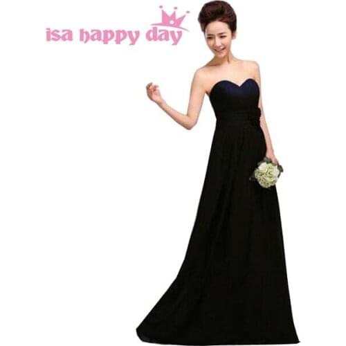 Beautiful blue chiffon bridemaids plus size long black strapless dress bridesmaid dresses formal womens gown from china H1182