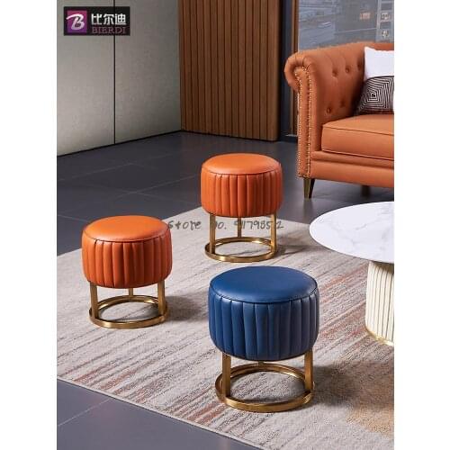 Living room coffee table stool side stool try to change shoes stool foot sofa small pier light luxury foot stool soft squat leat