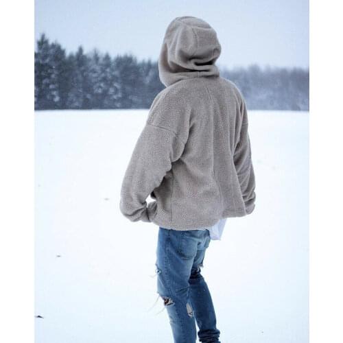 Winter Warm Mens Faux Fur Teddy Bear shirt Hoodie Pullover Coat Jumper Tops