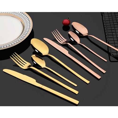 Gold Dinnerware Set Luxury Cutlery Stailess Steel Set 24Pcs Tableware Knives Forks Dining Dinner Set Western Food Restaurant