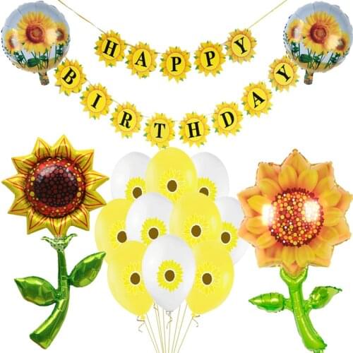 1set Sunflower Balloons Garland Decoration Banner For Happy Birthday Summer Party Kids Balloon Baby Shower Yellow Flower Globals