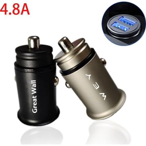 4.8A Metal Dual USB Phone Charger Car Charger Mobile Phone Adapter For Great Wall Haval Hover H1 H2 H3 H4 H5 H6 H7 F5 F7