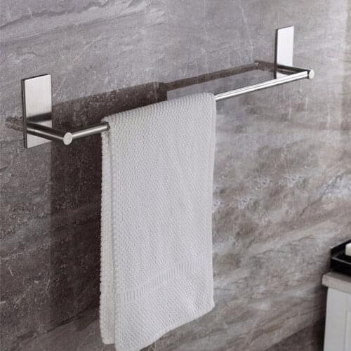 55CM Stainless Steel Bathroom Shelves Fixed Bath Towel Silver Holder Wall Shelf Hanger Bar Storage Single Hook Dual Towel Racks