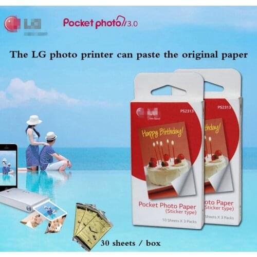 60 sheets photographic paper Zink PS2203 Smart Mobile Printer for LG Photo Printer PD221/PD251 PD233 PD239 Print Paper Paste