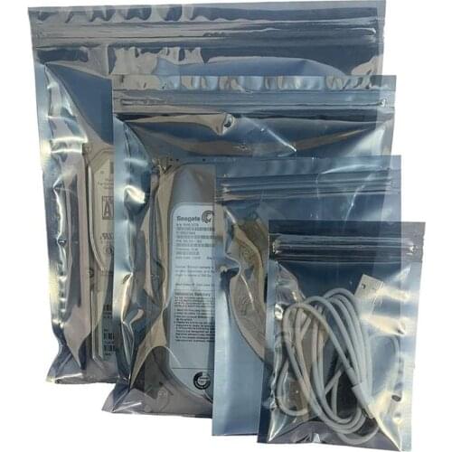 100Pcs/Lot Antistatic Aluminum Storage Bag Zip Lock Resealable Anti Static Pouch For Electronic Accessories Package ESD Bags