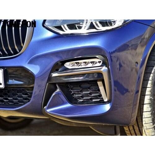 TOMEFON car auto cover styling For BMW X3 G01 M Sport Edition 2018 ABS chrome front head fog lamp light eyebrow eyelid trim