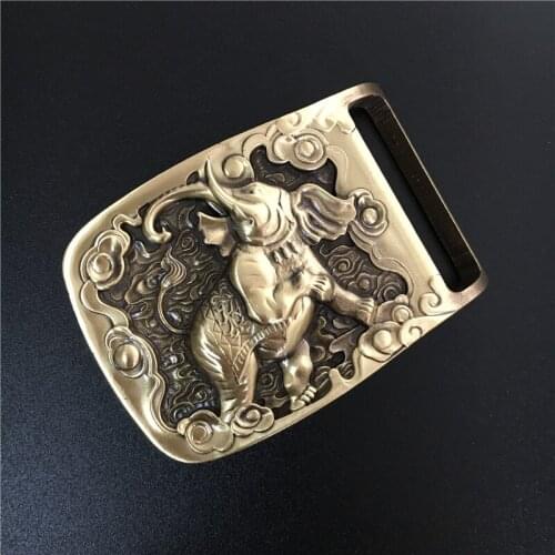 Solid Brass Elephant Belt Buckle Cowboy Jeans Belt Diy Accessories Belts Buckles TOP Quality Luxury Punk Buckle BK0054