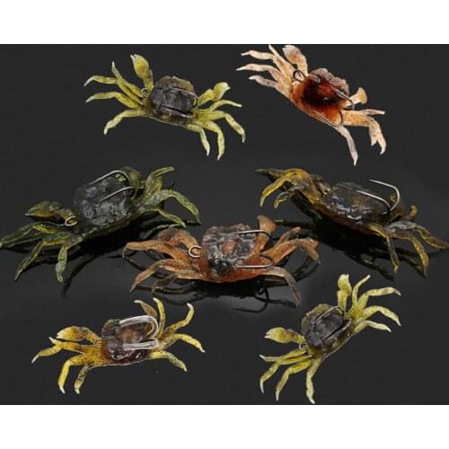 Hot Sale 1Pc 3D Simulation Crab Bait with Hook Silicone Road Bait Sea Fishing Bait Tackle Metal Spinner Spoon Sea Fishing Lure