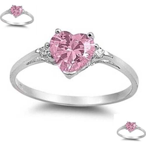 Hot Adorable Woman Heart Shape 1.85ct Pink Color Ring Size 6-10 Romantic Wedding Jewelry