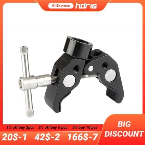 HDRIG Multi-purpose Super Crab Clamp with 1/4" Male To 5/8" Female Thumbscrew Adapter Pipe Clip Rod Clamp for Microphone Tripod
