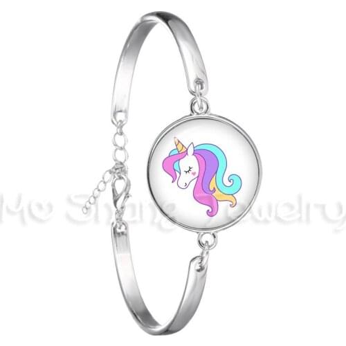 Cartoon Horse Unicorn Chain Bracelets Flower Unicorn Charms Women Men Unisex Trendy Jewelry Lovers Christmas Party Gift