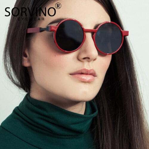 SORVINO Retro Round Shades For Women Sunglasses Men 2019 Luxury Brand Designer Mirror Circle Rave 90s Sun Glasses UV Oculos P420